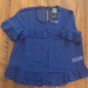 TOPSHOP Blue & White polkadot Blouse